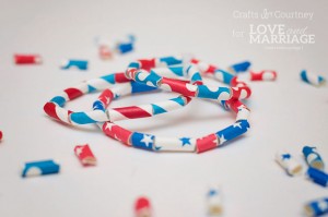 July 4th Craft: Patriotic Paper Straw Bracelets