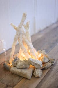 DIY Fake Fire Pit for indoor camping with kids