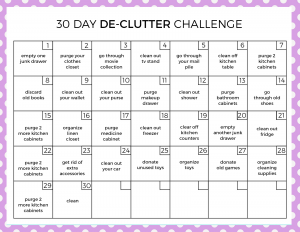 30 Day De-Clutter Challenge
