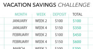 6 Month Vacation Savings Challenge