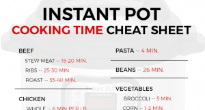 Instant Pot Cooking Time Cheat Sheet