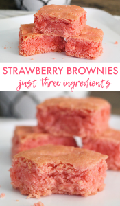 Easy Strawberry Brownies recipe with just 3 ingredients! Such a great dessert.