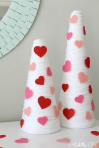 Yarn Wrap Trees Valentine's Day DIY - Valentines Day Decorations
