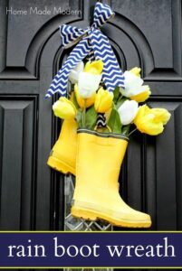 DIY rain boot wreath