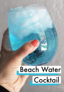 This 3-ingredient beach water cocktail is my favorite drink. One of the best cocktail recipes! #Drinks #Recipes
