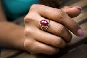 Red ruby engagement ring