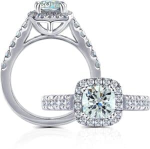 cushion cut moissanite ring