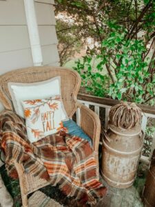 fall front porch reading nook