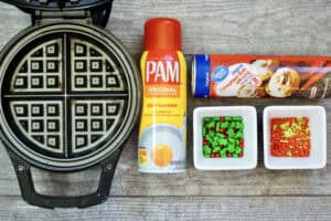 Cinnamon Roll Waffles with a holiday flare is your new favorite Christmas breakfast.