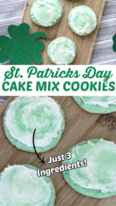 St. Patrick's Day Cookies - A super easy cookie recipe made with cake mix - only three ingredients! St Patricks Day Food #cookies #stpatricksday #green #cakemixcookies #food #yummy