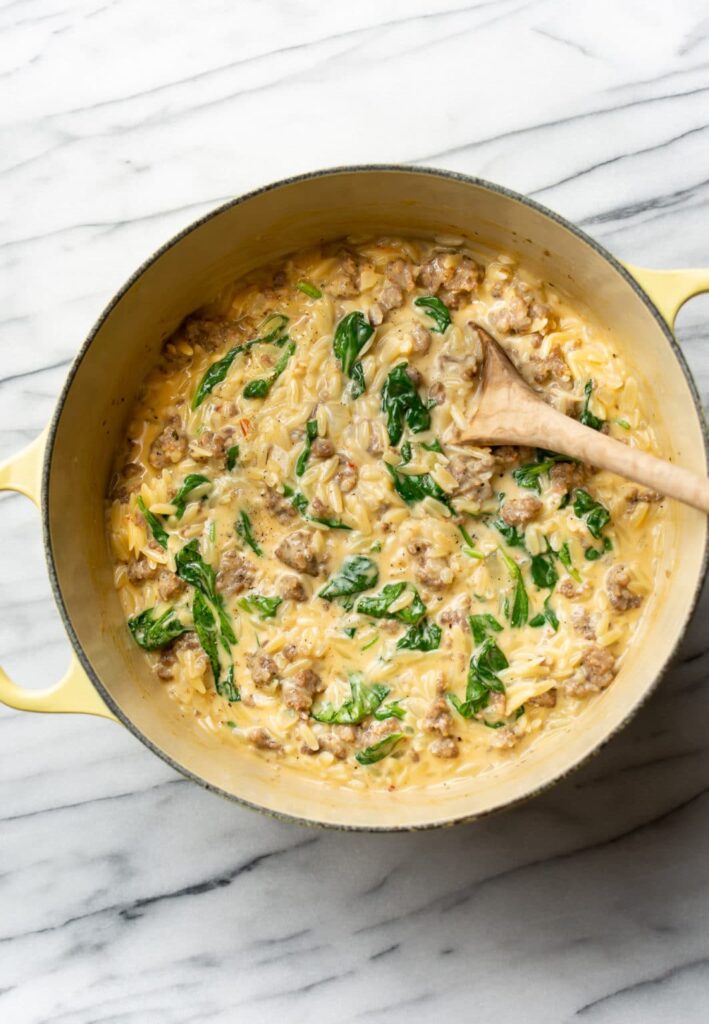 Italian Sausage Orzo - One Pot Dinner
