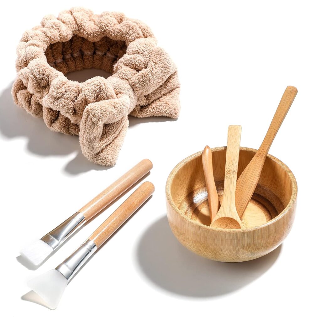 DIY facial mask bowl set with hair tie.
