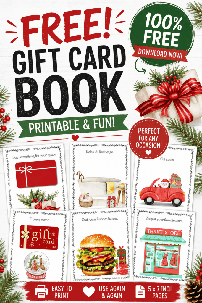 Free instant download Christmas gift card book template PDF tutorial