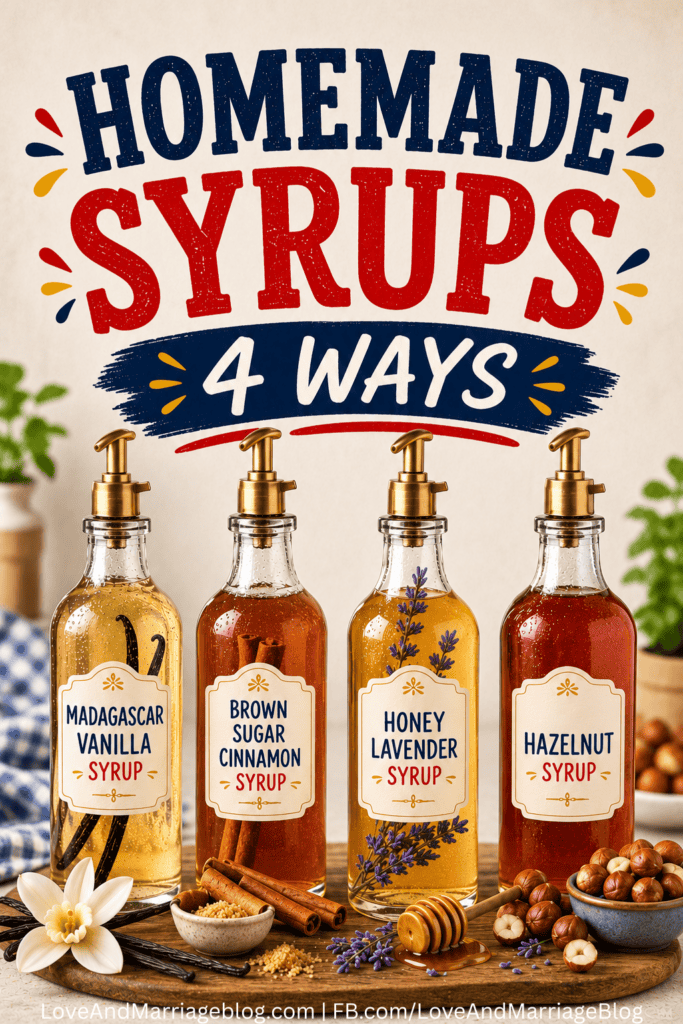 A long, vertical Pinterest graphic titled "How to Make Infused Simple Syrup"